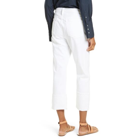 Frame Le Oversized Cuffed Jeans in Blanc 31 - Picture 2 of 11